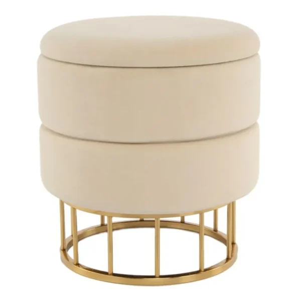 Pouf & Coffre de Rangement "Zéro" 41cm Ivoire