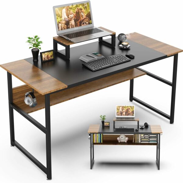 Table en Bois et Métal de Style Industriel pour Bureau à Domicile