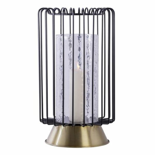 Bougeoir Rond Déco "Malibu" 40cm Noir & Or KAYOOM